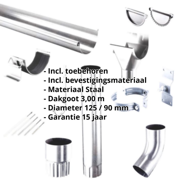 Stalen dakgoot voordeelpakket 3 m | Ø 125/90 mm | Verzinkt #2