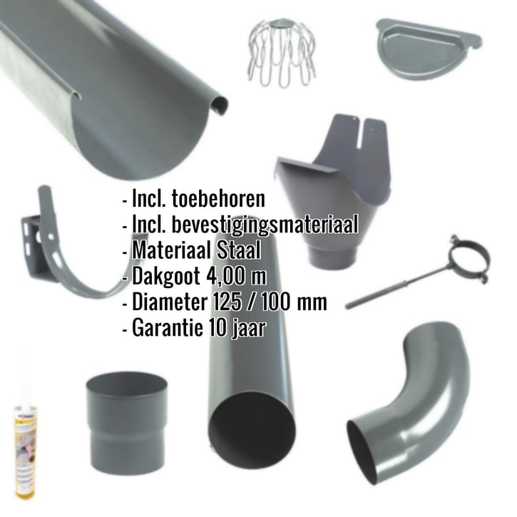 Stalen dakgoot voordeelpakket 4,00 m | Ø 125/100 mm | Kleur grafiet #2
