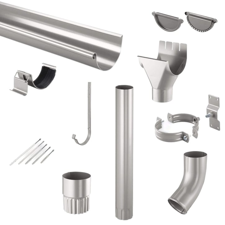 Stalen dakgoot voordeelpakket 5 m | Ø 125/90 mm | 9007 - Grijs aluminiumkleurig #1