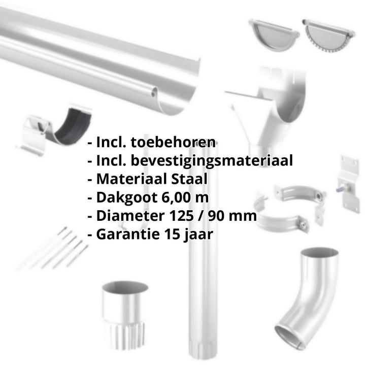 Stalen dakgoot voordeelpakket 6 m | Ø 125/90 mm | 9006 - Zilver-Metallic #2