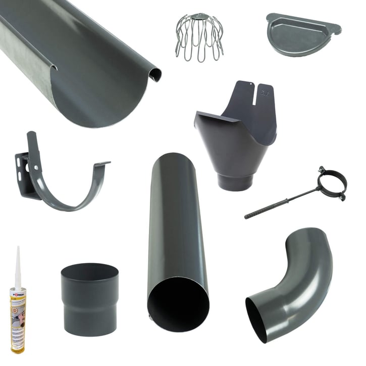 Stalen dakgoot voordeelpakket 6,00 m | Ø 150/100 mm | Kleur grafiet #1
