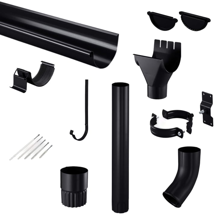 Stalen dakgoot voordeelpakket 8 m | Ø 125/90 mm | 9005 - Gitzwart #1