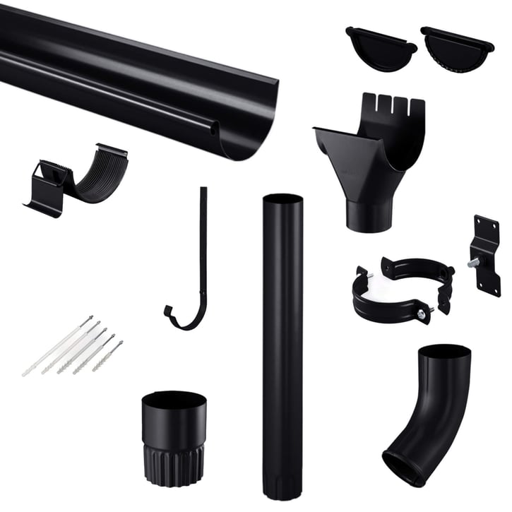 Stalen dakgoot voordeelpakket 9 m | Ø 125/90 mm | 9005 - Gitzwart #1
