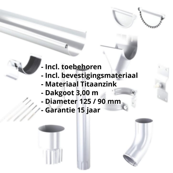 Titaanzink dakgoot voordeelpakket 3 m | Ø 125/90 mm #2