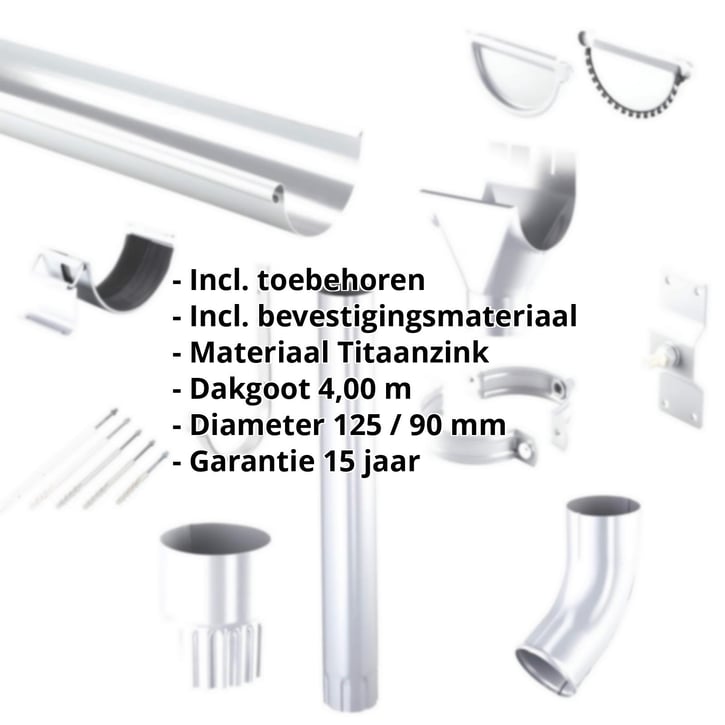 Titaanzink dakgoot voordeelpakket 4 m | Ø 125/90 mm #2