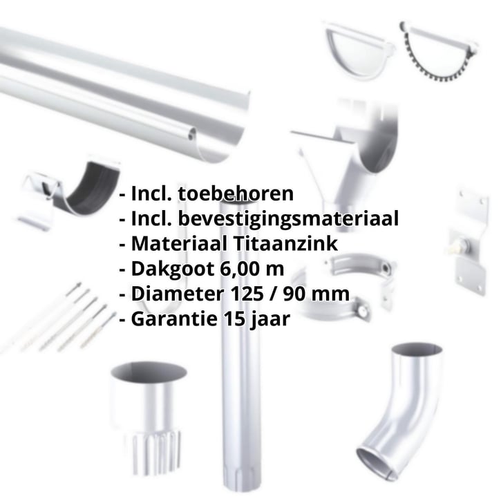 Titaanzink dakgoot voordeelpakket 6 m | Ø 125/90 mm #2