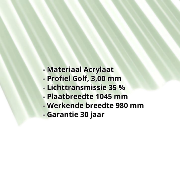 Acrylaat golfplaat | 76/18 | 3,00 mm | Opaal wit | Warmtewerend | 2000 mm #2