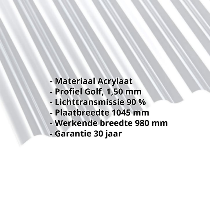 Acrylaat golfplaat | 76/18 | 1,50 mm | Helder | 2000 mm #2