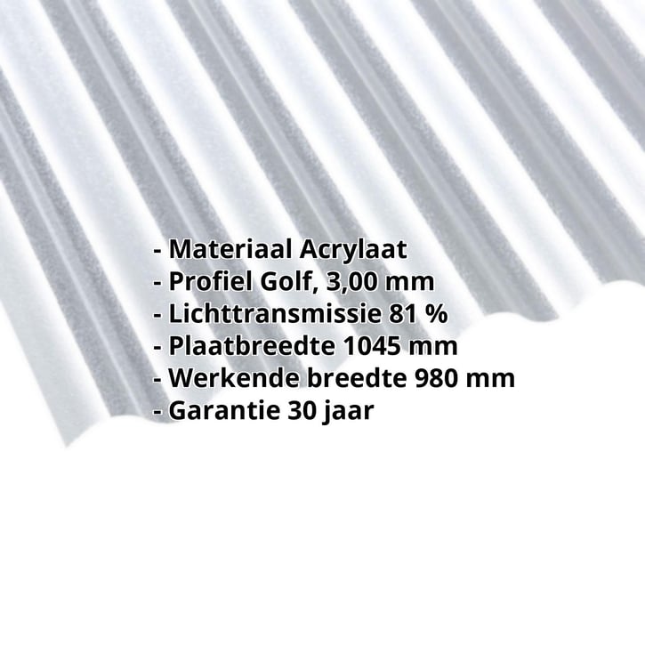 Acrylaat golfplaat | 76/18 | 3,00 mm | Helder | C-Structuur | 2000 mm #2
