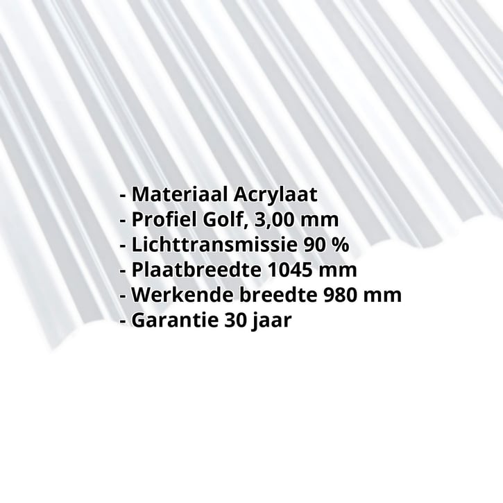 Acrylaat golfplaat | 76/18 | 3,00 mm | Helder | 2000 mm #2