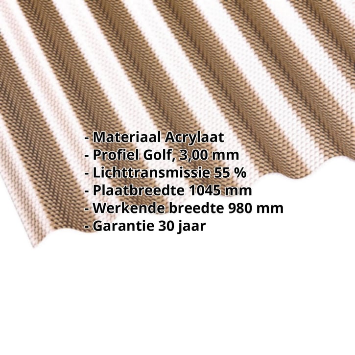 Acrylaat golfplaat | 76/18 | 3,00 mm | Brons | Honingraatstructuur | 2000 mm #2