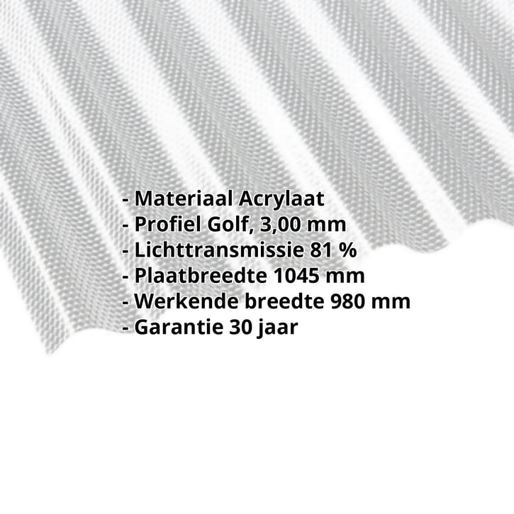 Acrylaat golfplaat | 76/18 | 3,00 mm | Helder | Honingraatstructuur | 2000 mm #2
