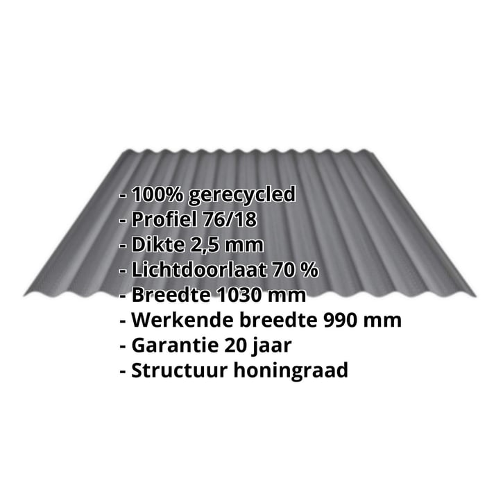 BIO LINE golfplaat | 76/18 | 2,50 mm | Grijs | Honingraatstructuur | 2000 mm #2