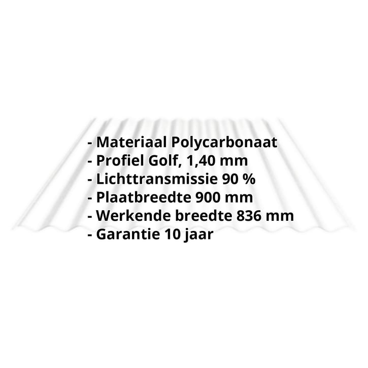 Polycarbonaat golfplaat | 76/18 | 1,40 mm | Helder | C-Structuur | 2000 mm #2
