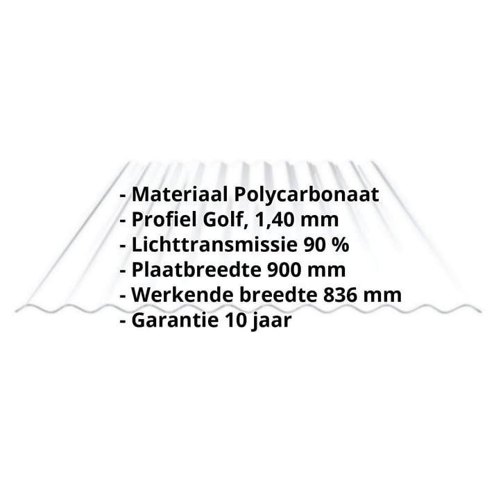 Polycarbonaat golfplaat | 76/18 | 1,40 mm | Helder | 2000 mm #2