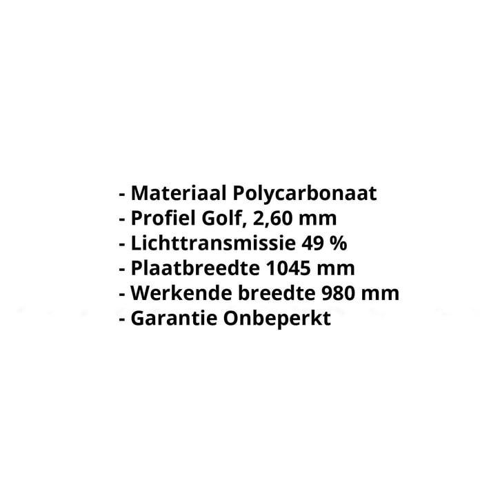 Polycarbonaat golfplaat | 76/18 | 2,60 mm | Opaal wit | Honingraatstructuur | 2000 mm #2