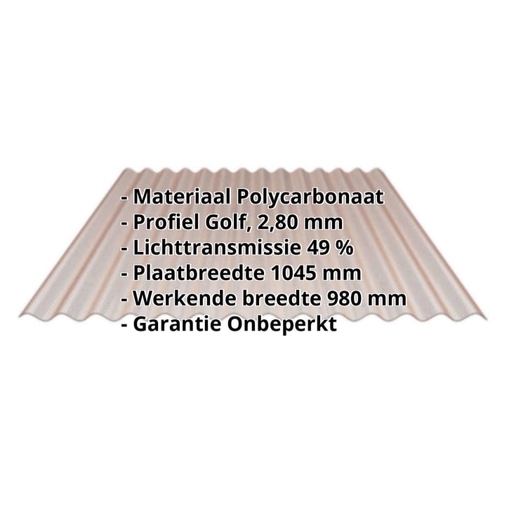 Polycarbonaat golfplaat | 76/18 | 2,80 mm | Brons | Honingraatstructuur | 2000 mm #2