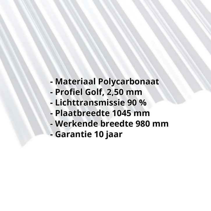 Polycarbonaat golfplaat | 76/18 | 2,50 mm | Helder | 2000 mm #2