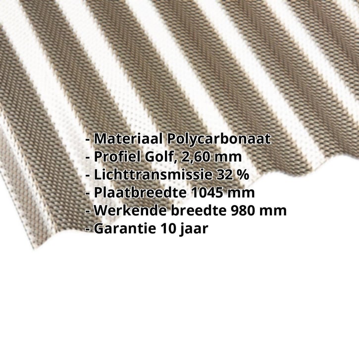 Polycarbonaat golfplaat | 76/18 | 2,60 mm | Brons | Honingraatstructuur | 2000 mm #2