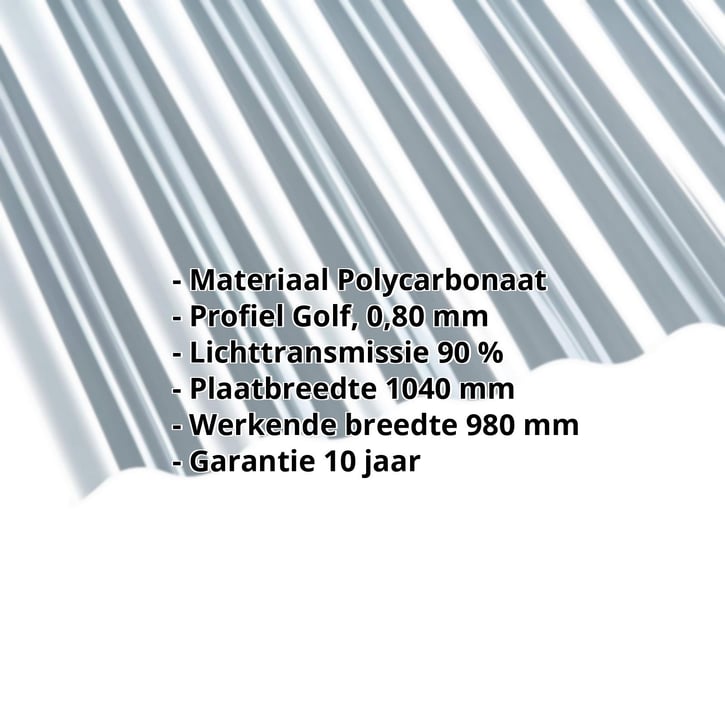 Polycarbonaat golfplaat | 76/18 | 0,80 mm | Helder | 2000 mm #2