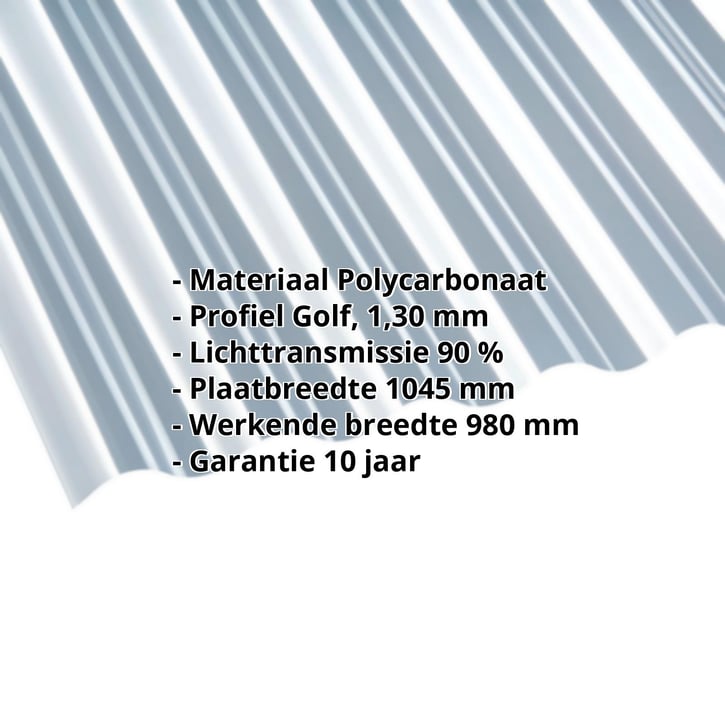 Polycarbonaat golfplaat | 76/18 | 1,30 mm | Helder | 7000 mm #2