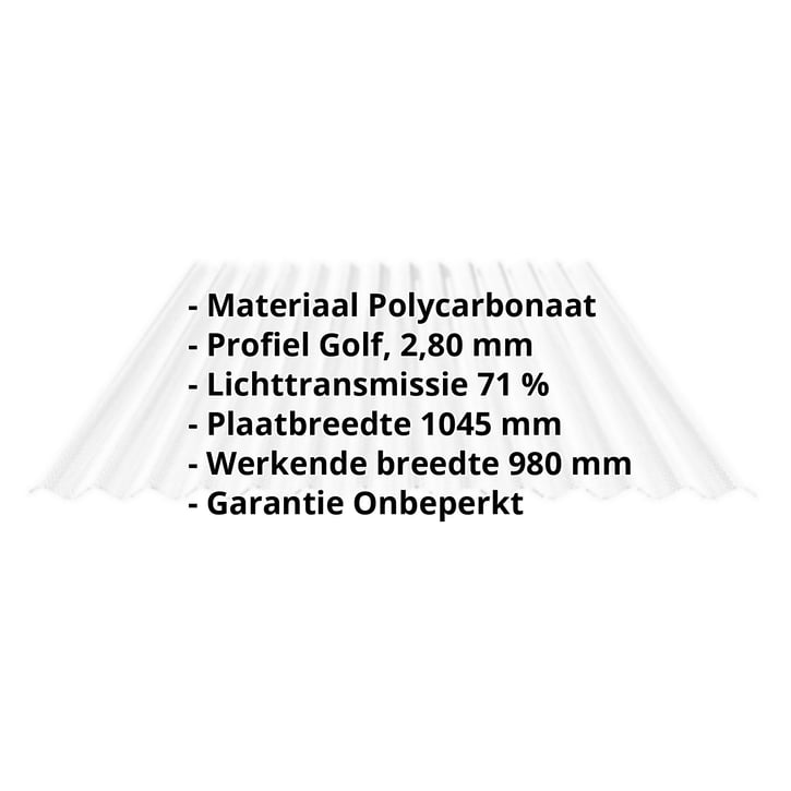 Polycarbonaat golfplaat | 76/18 | 2,80 mm | Helder | Honingraatstructuur | 2000 mm #2