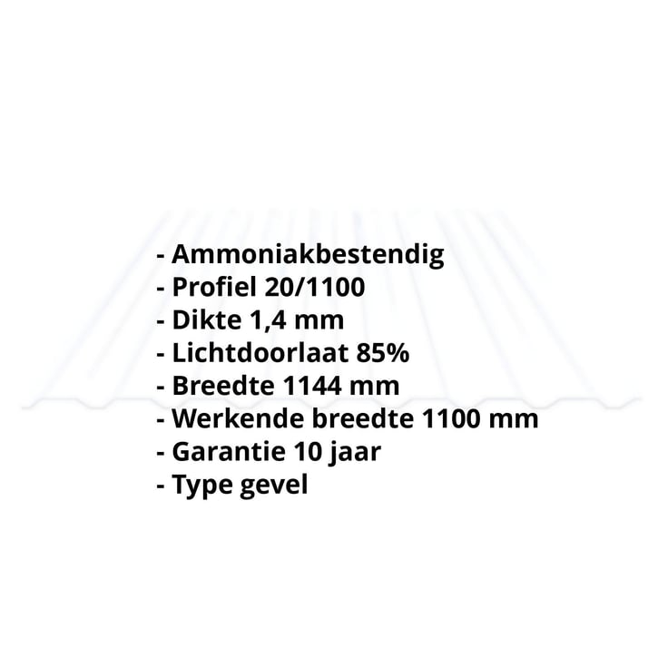 PVC damwandplaat | 20/1100 | 1,40 mm | Helder, licht blauw getint | Wand | 4500 mm #2