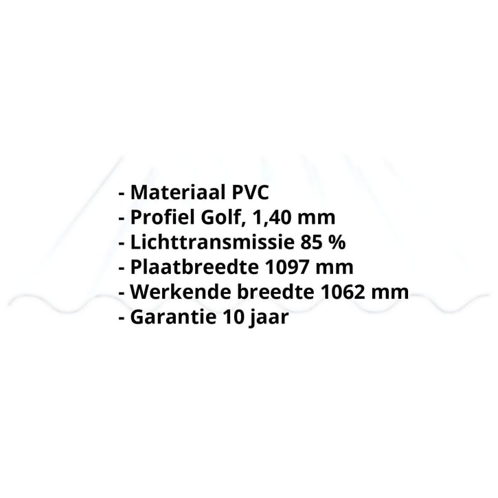 PVC golfplaat | 177/51 | Profiel 6 | 1,40 mm | Helder, licht blauw getint | 1250 mm #2