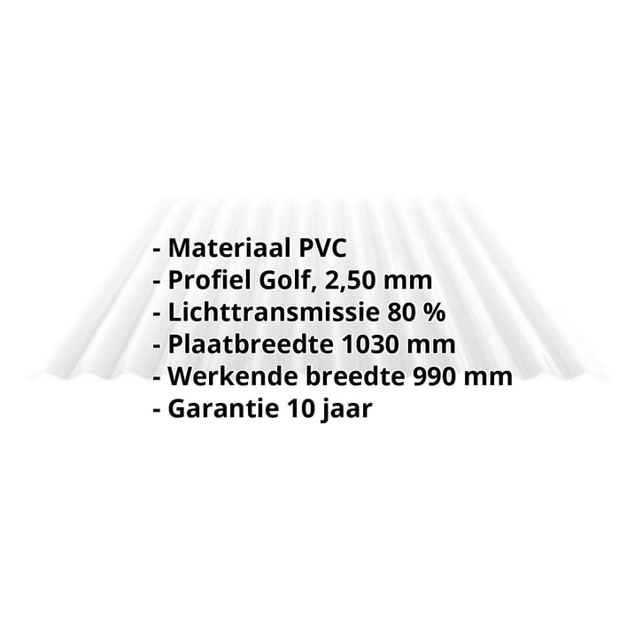 PVC golfplaat | 76/18 | 2,50 mm | Helder | Honingraatstructuur | 2000 mm #2
