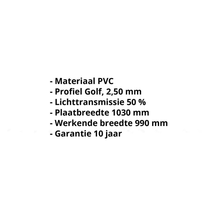 PVC golfplaat | 76/18 | 2,50 mm | Opaal wit | Honingraatstructuur | 2000 mm #2
