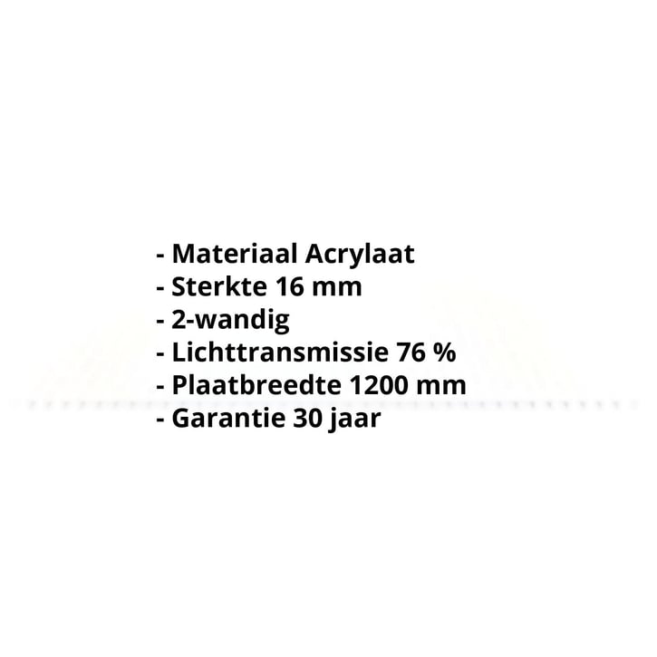 Acrylaat kanaalplaat | 16 mm Breedte 1200 mm | Opaal wit | 2000 mm Acrylaat kanaalplaat | 16 mm | Breedte 1200 mm | Opaal wit | 2000 mm #2