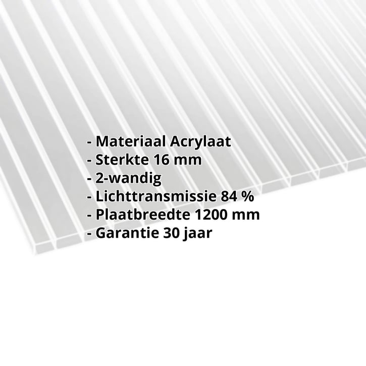 Acrylaat kanaalplaat | 16 mm Breedte 1200 mm | Helder | 2000 mm Acrylaat kanaalplaat | 16 mm | Breedte 1200 mm | Helder | 2000 mm #2