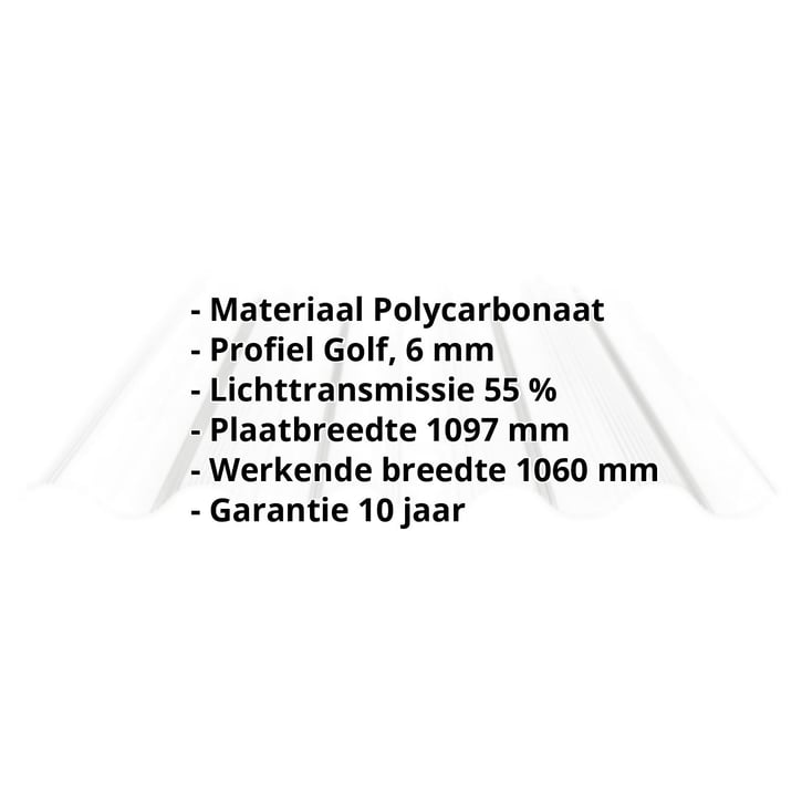 Polycarbonaat golfplaat 3-wandig | 177/51 | 6,00 mm | Opaal wit | 4900 mm #2