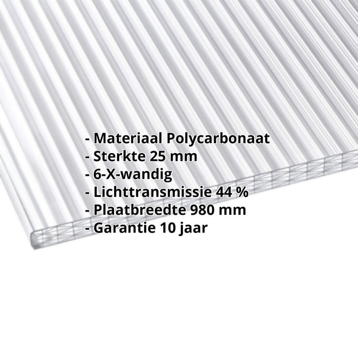 Polycarbonaat kanaalplaat | 25 mm | Breedte 980 mm | Opaal wit | Extra sterk en warmtewerend | 2000 mm #2
