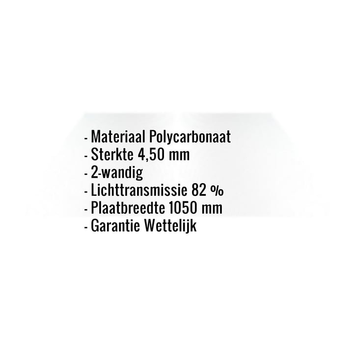 Polycarbonaat kanaalplaat | 4,5 mm | Breedte 1,05 m | Helder | 2,00 m #2