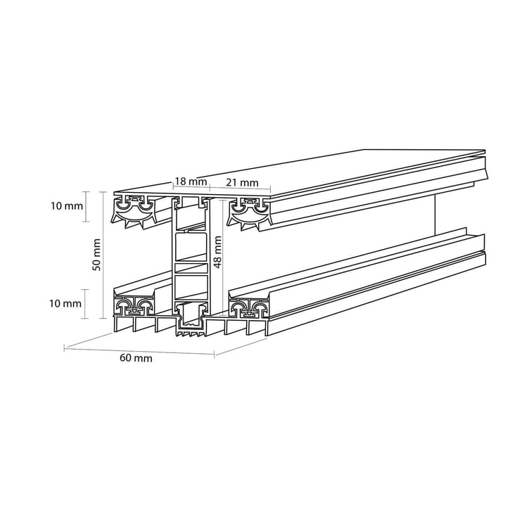Mendig | Koppelprofiel | 32 mm | Thermo/Thermo | Aluminium | Blank | 2000 mm #3
