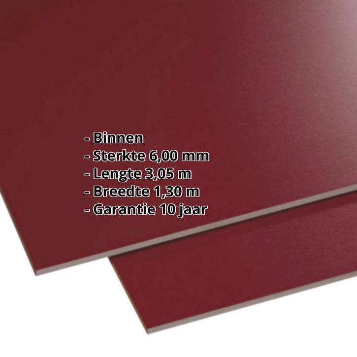 HPL plaat | Binnen | 6 mm | Oxyderood | 3,05 x 1,30 m #2