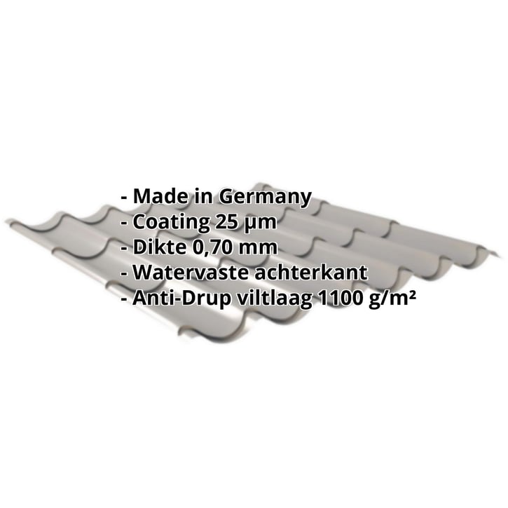 Dakpanplaat 2/1060 | Anti-Drup 1000 g/m² | Aluminium 0,70 mm | 25 µm Polyester | 9007 - Grijs aluminiumkleurig #2