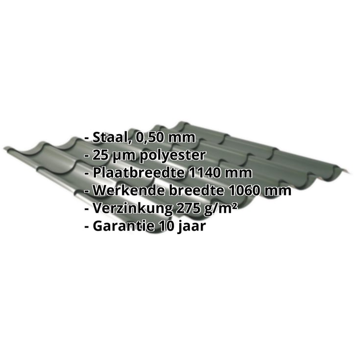 Dakpanplaat 2/1060 Staal 0,50 mm | 25 µm Polyester | 6020 - Chroomoxydegroen Dakpanplaat 2/1060 | Staal 0,50 mm | 25 µm Polyester | 6020 - Chroomoxydegroen #2