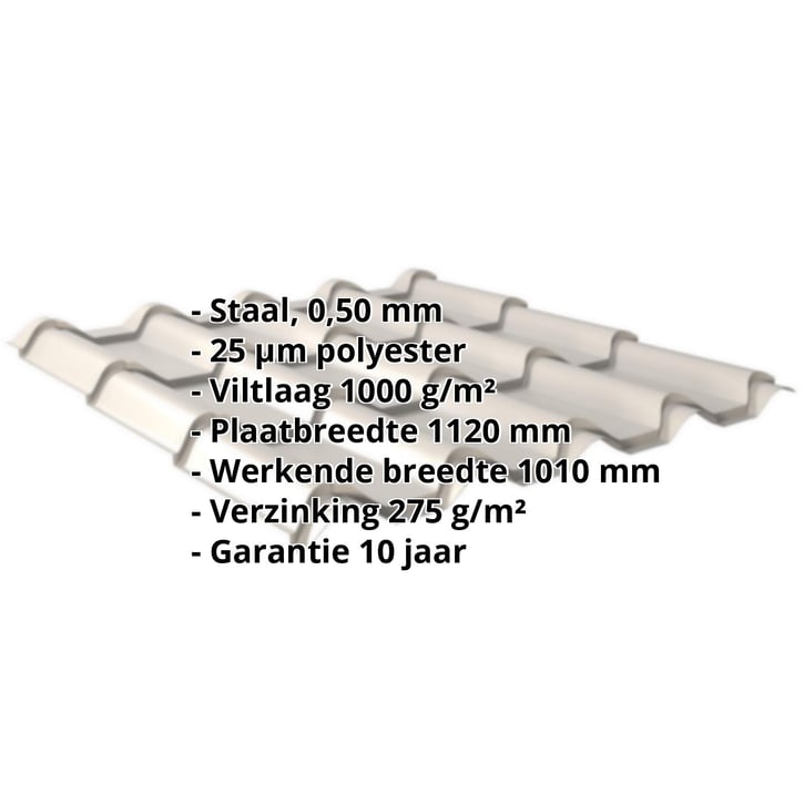Dakpanplaat EUROPA | Anti-Drup 1000 g/m² | Staal 0,50 mm | 25 µm Polyester | 7035 - Lichtgrijs #2