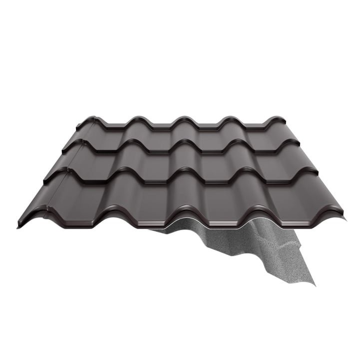 Dakpanplaat EUROPA | Anti-Drup 1000 g/m² | Staal 0,50 mm | 35 µm Mattpolyester | 32 - Donkerbruin #6