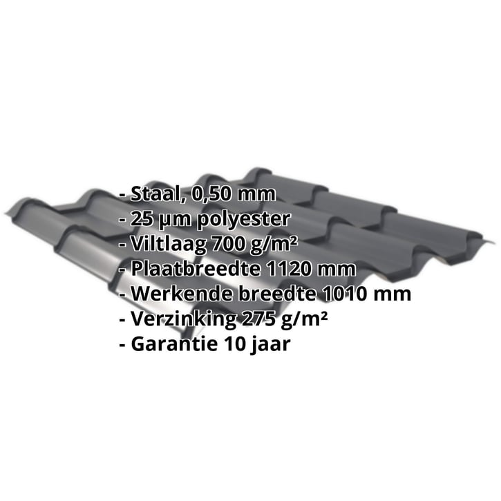 Dakpanplaat EUROPA | Anti-Drup 700 g/m² Staal 0,50 mm | 25 µm Polyester | 7016 - Antracietgrijs Dakpanplaat EUROPA | Anti-Drup 700 g/m² | Staal 0,50 mm | 25 µm Polyester | 7016 - Antracietgrijs #2