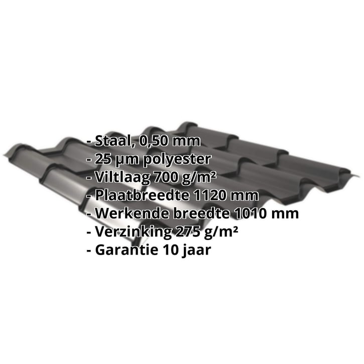 Dakpanplaat EUROPA | Anti-Drup 700 g/m² Staal 0,50 mm | 25 µm Polyester | 9005 - Gitzwart Dakpanplaat EUROPA | Anti-Drup 700 g/m² | Staal 0,50 mm | 25 µm Polyester | 9005 - Gitzwart #2