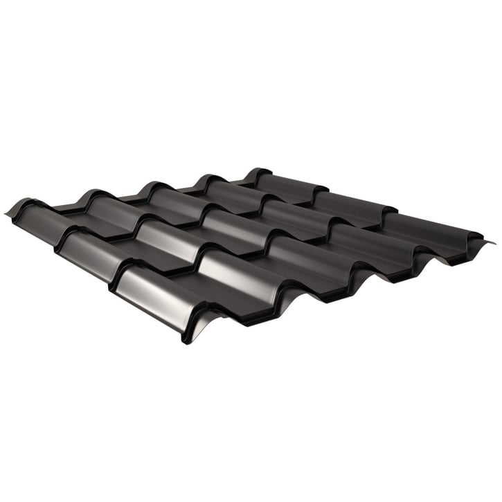 Dakpanplaat EUROPA | Anti-Drup 700 g/m² Staal 0,50 mm | 25 µm Polyester | 9005 - Gitzwart Dakpanplaat EUROPA | Anti-Drup 700 g/m² | Staal 0,50 mm | 25 µm Polyester | 9005 - Gitzwart #1