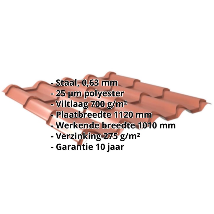 Dakpanplaat EUROPA | Anti-Drup 700 g/m² | Staal 0,63 mm | 25 µm Polyester | 8004 - Koperbruin #2