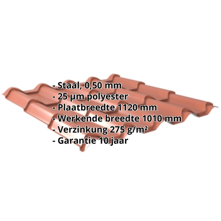 Dakpanplaat EUROPA Staal 0,50 mm | 25 µm Polyester | 8004 - Koperbruin Dakpanplaat EUROPA | Staal 0,50 mm | 25 µm Polyester | 8004 - Koperbruin #2