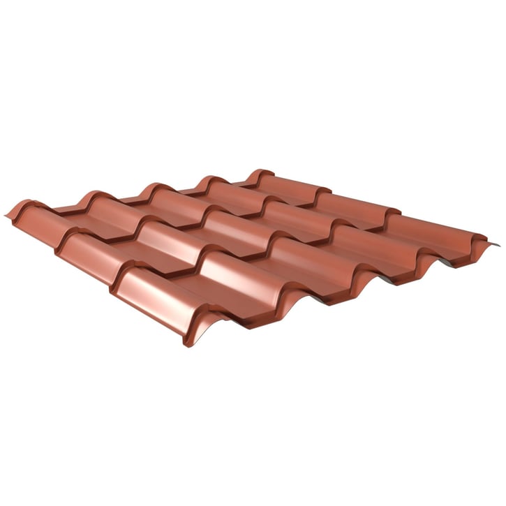 Dakpanplaat EUROPA Staal 0,50 mm | 25 µm Polyester | 8004 - Koperbruin Dakpanplaat EUROPA | Staal 0,50 mm | 25 µm Polyester | 8004 - Koperbruin #1