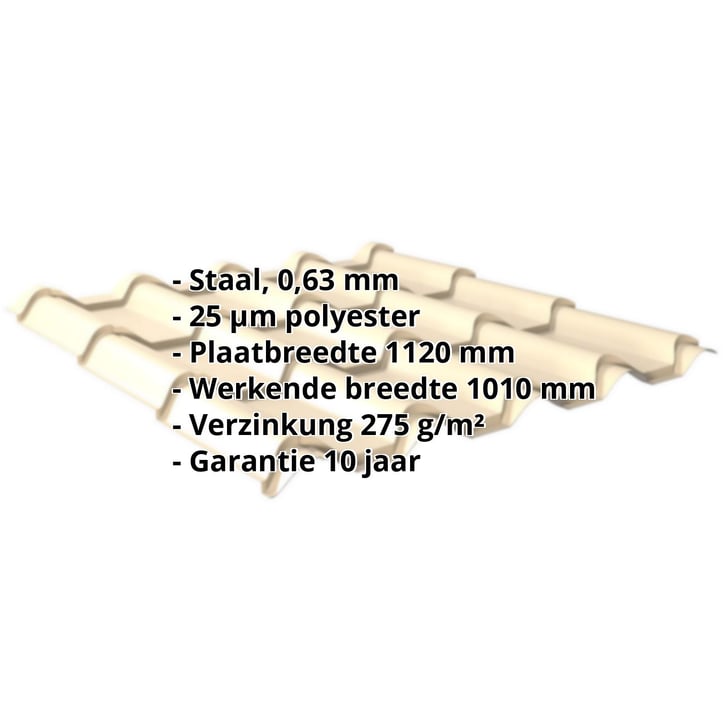 Dakpanplaat EUROPA | Staal 0,63 mm | 25 µm Polyester | 1015 - Licht ivoorkleurig #2