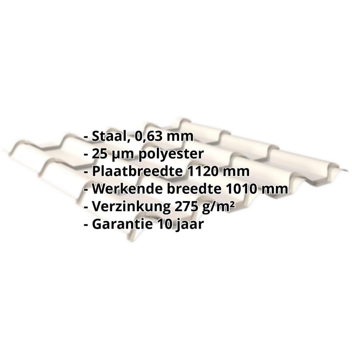 Dakpanplaat EUROPA | Staal 0,63 mm | 25 µm Polyester | 9010 - Zuiverwit #2