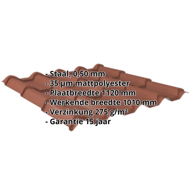 Dakpanplaat EUROPA | Staal 0,50 mm | 35 µm Mattpolyester | 75 - Terracotta #2